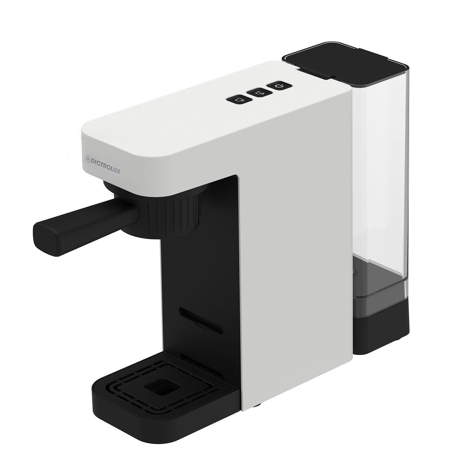 DICTROLUX - Macchina da Caffè 4 in 1 Krystin White 1400 Watt - Compatibile con capsule Nescafé® Dolce Gusto®, Nespresso®, caffè macinato e cialde ESE