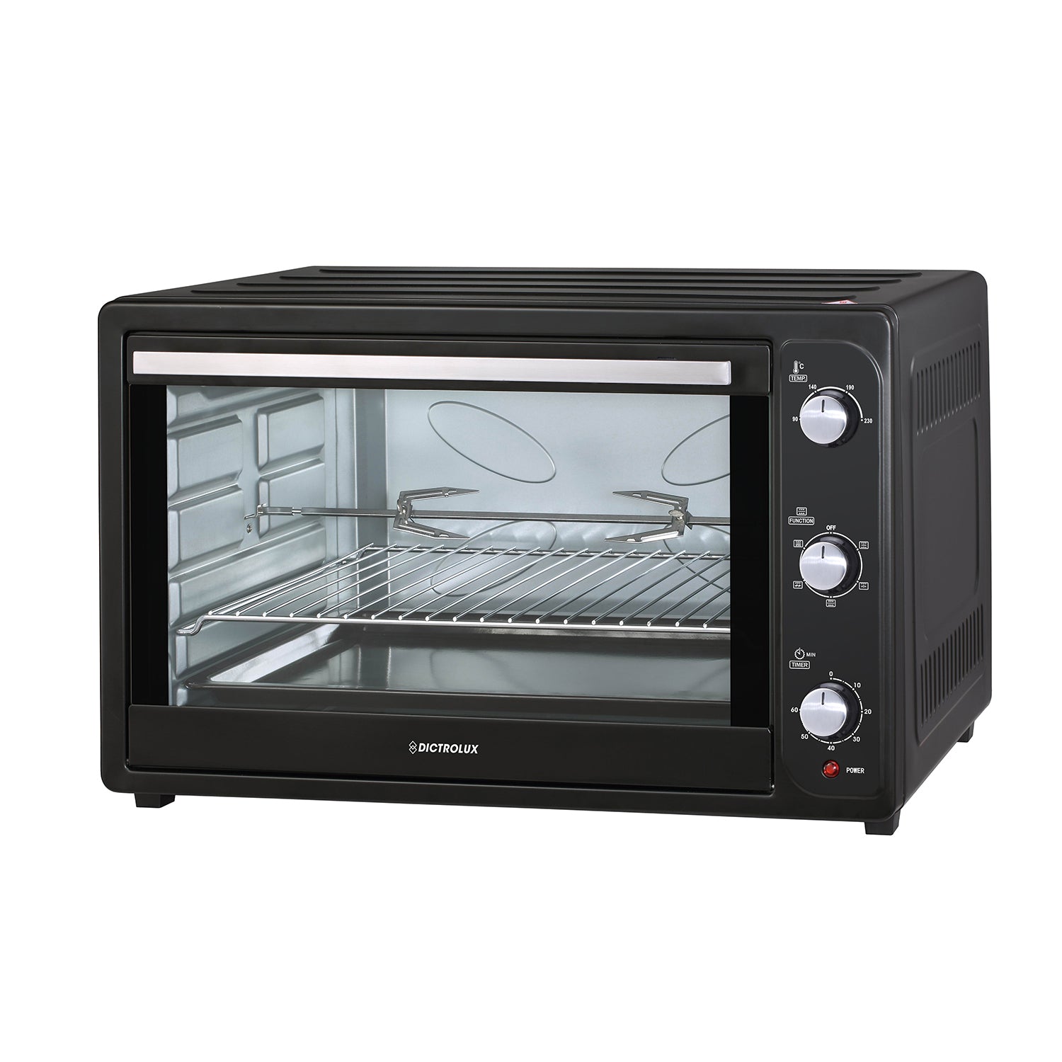 DICTROLUX - Forno Ventilato Oven Grill 85 Litri 2200W - Girarrosto, Grill e 5 Modalità di Cottura
