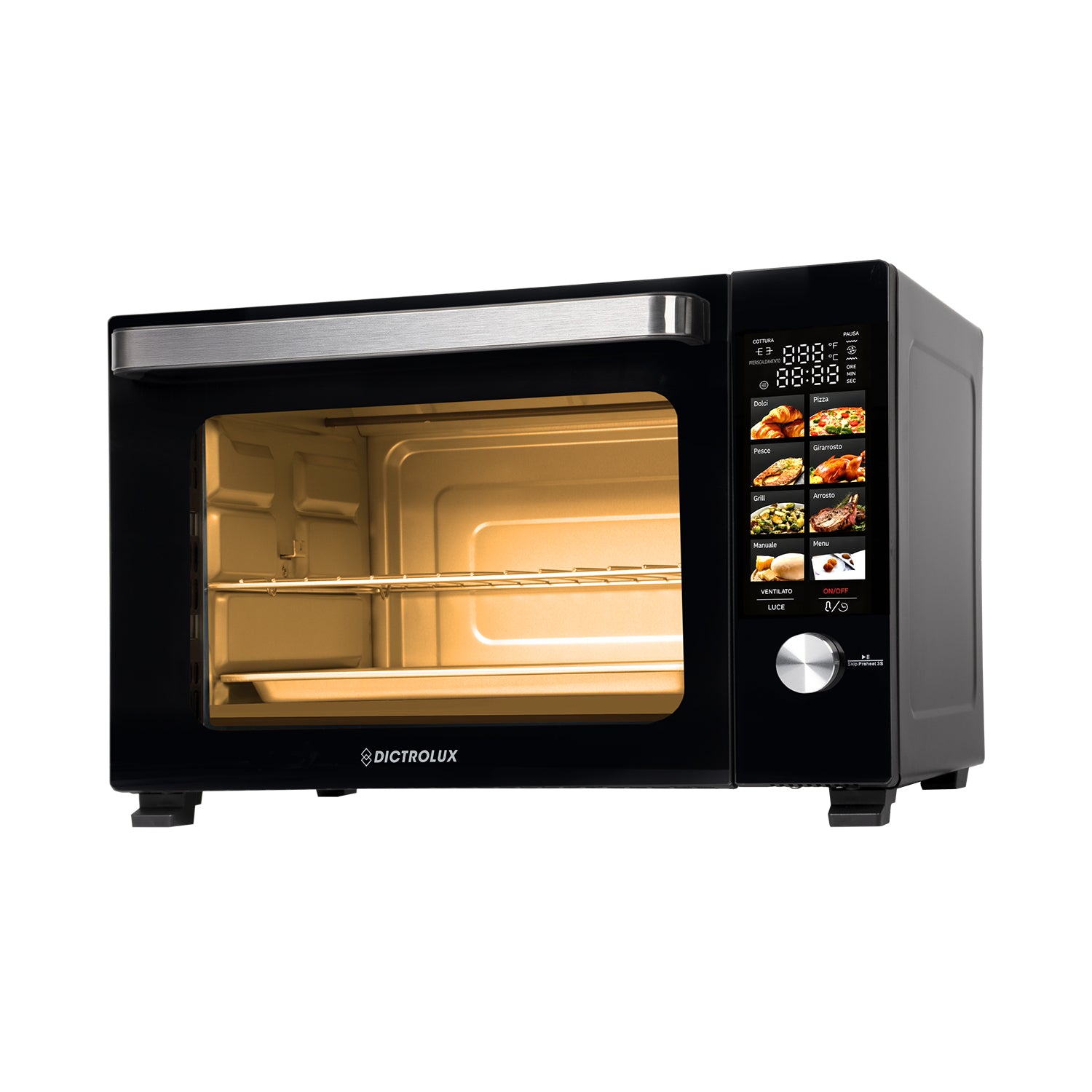 DICTROLUX - Forno Elettrico Ventilato Oven Grill 35 Litri con Girarrosto 1500 Watt