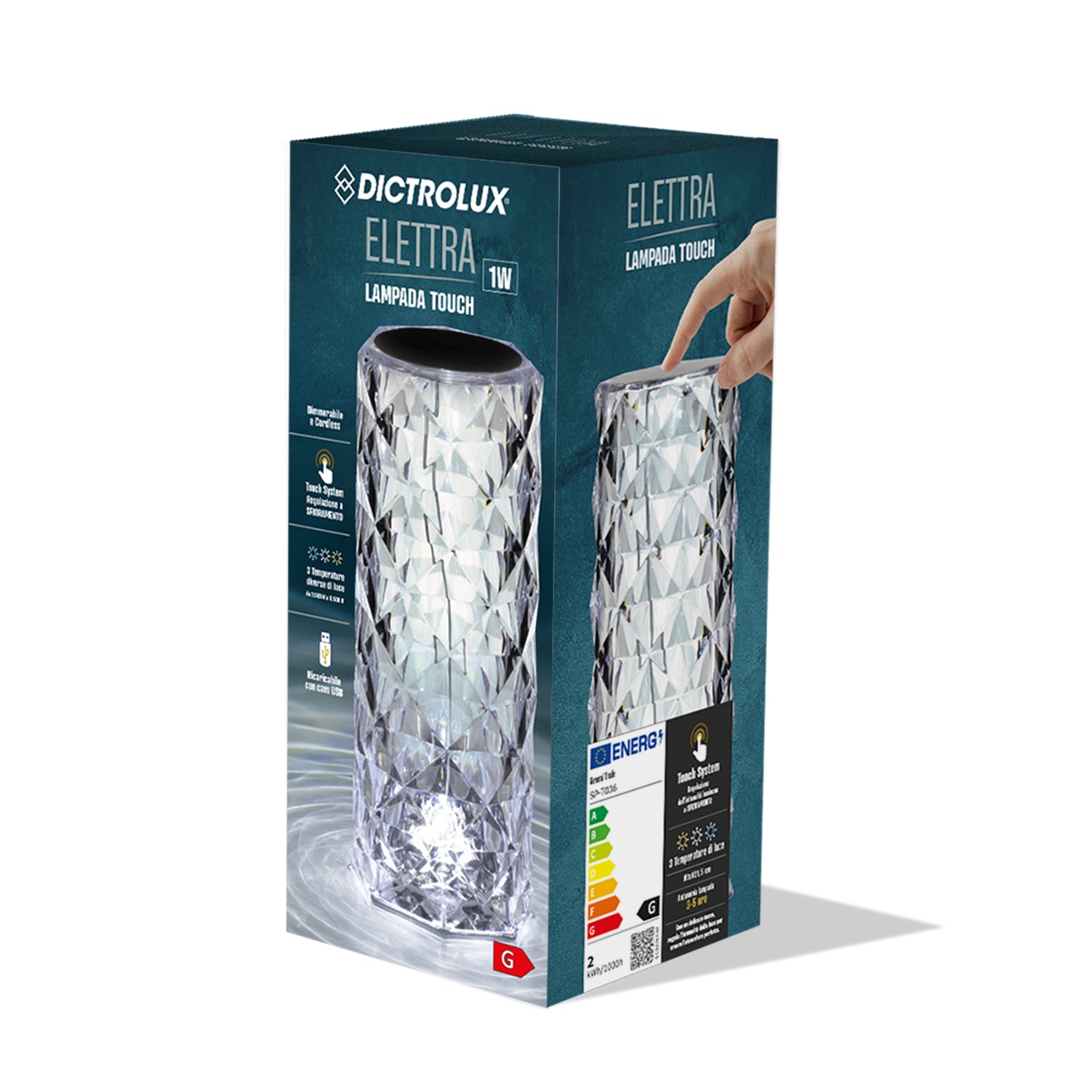 DICTROLUX - Lampada Led Dimmerabile Touch Elettra  - h21 cm diametro 9 cm