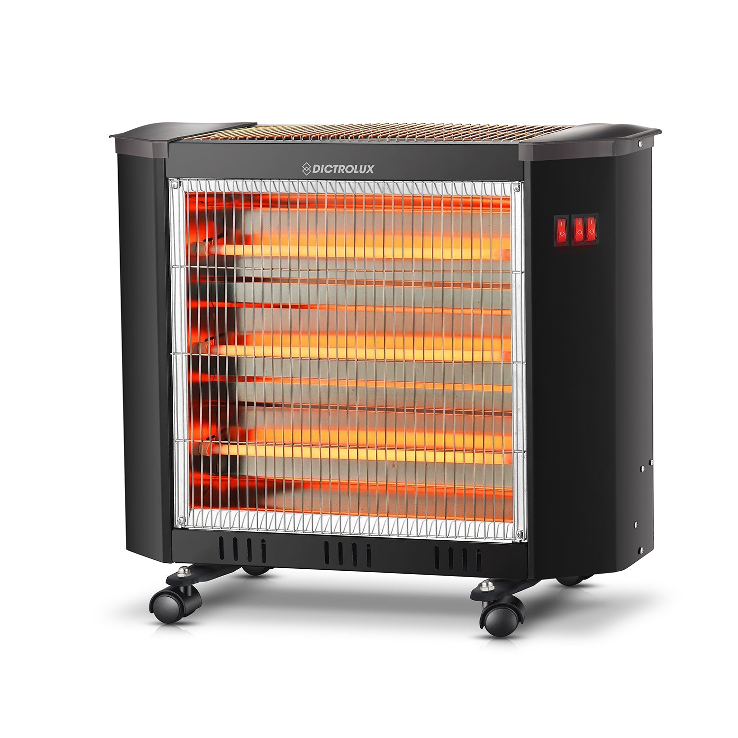 DICTROLUX - Stufa Elettrica al Quarzo 4 Elementi RH70 con Ruote e Protezione Antiribaltamento 2000 Watt