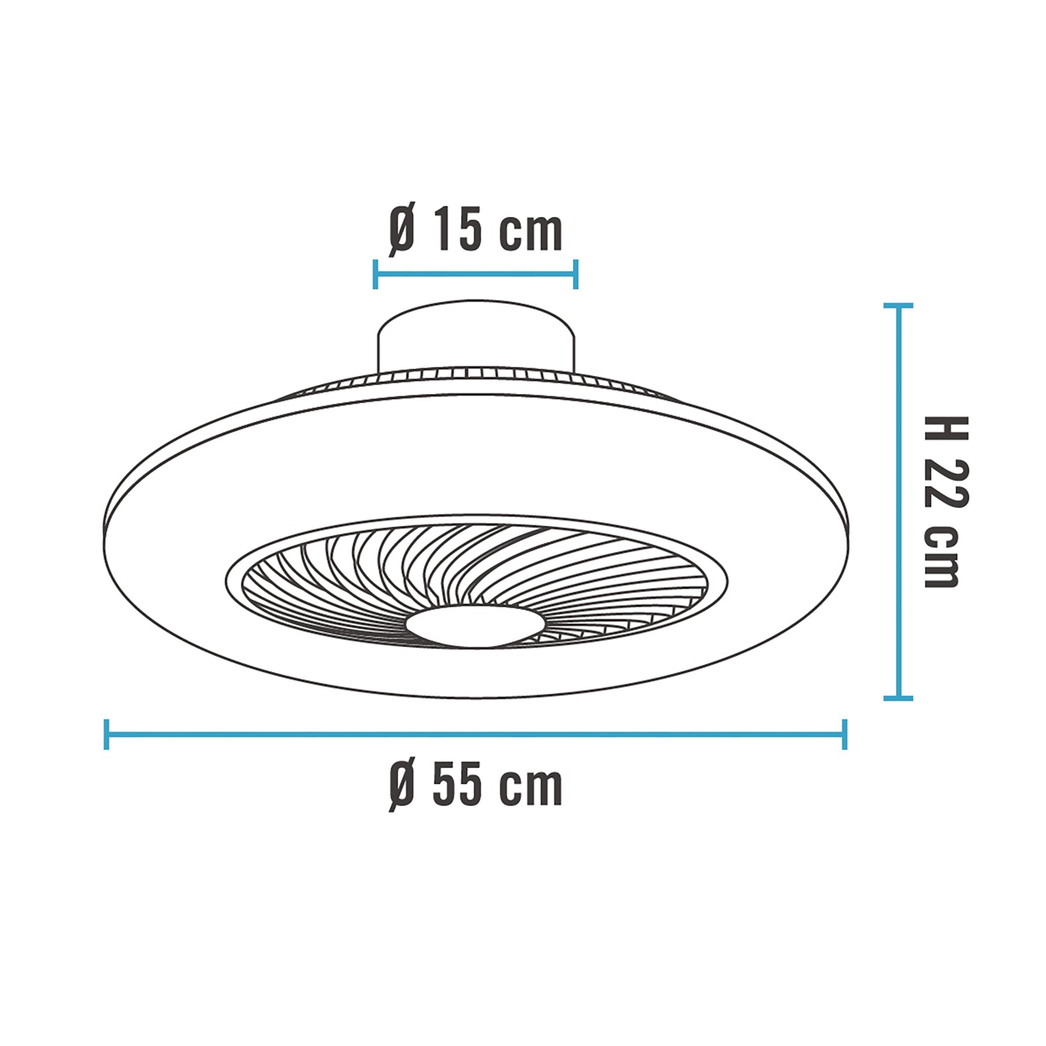 DICTROLUX - Ventilatore da Soffitto con Plafoniera Wi-Fi Ellyot LED