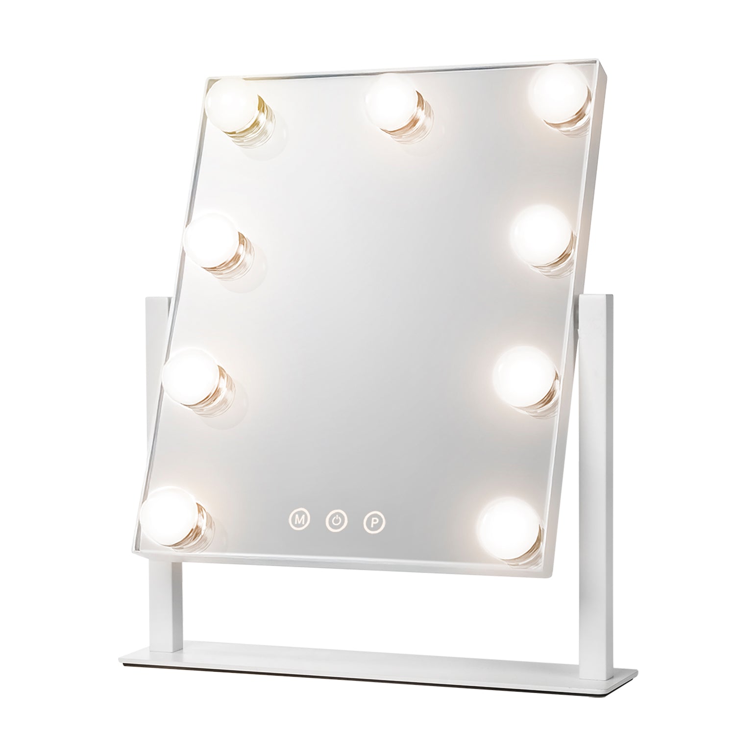 DICTROLUX - Specchio Luminoso 9 Led Touch Dimmerabile Stile Hollywood - h35x30,5x7 cm
