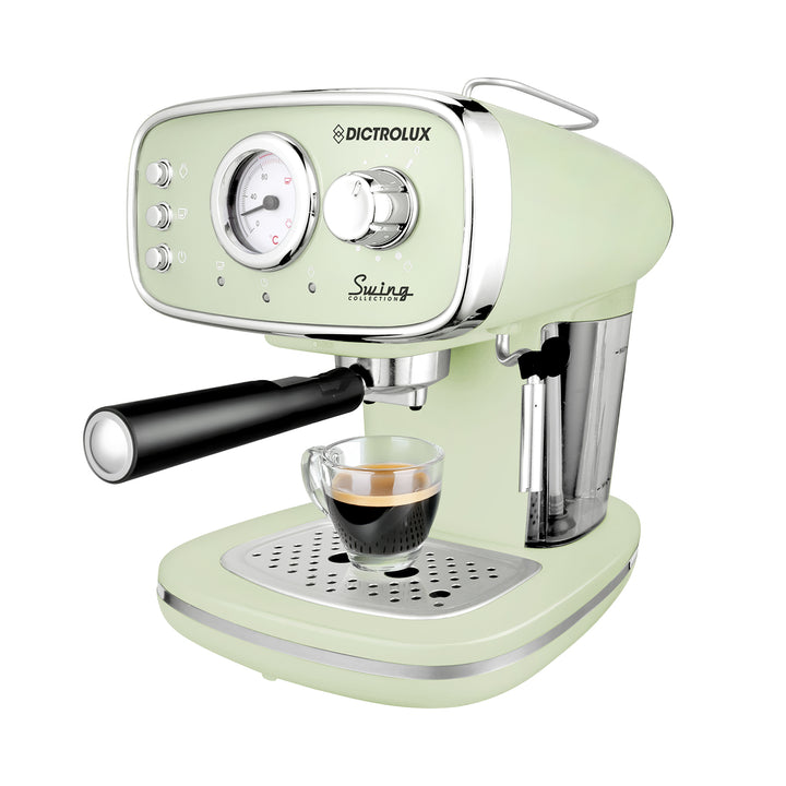 DICTROLUX - Macchina da Caffè DX-5018 Verde Swing Collection 1100 Watt - Compatibile con caffè macinato e cialde