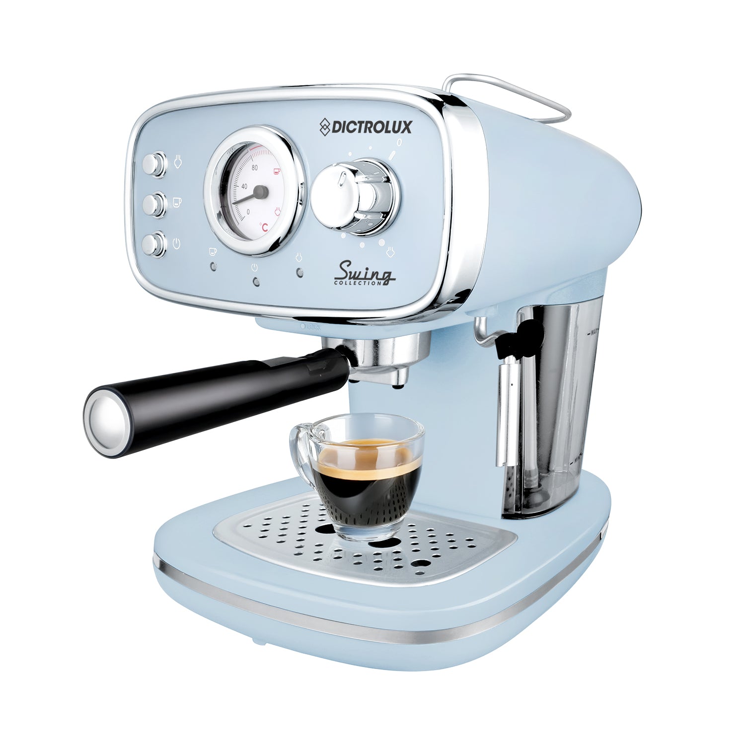 DICTROLUX - Macchina da Caffè DX-5018 Celeste Swing Collection 1100 Watt - Compatibile con caffè macinato e cialde