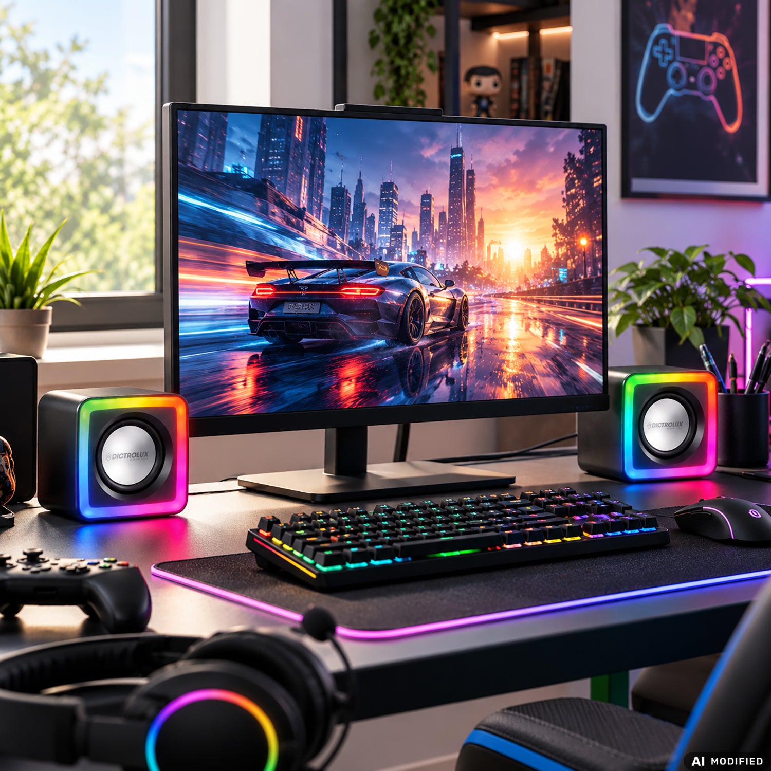 DICTROLUX - Set 2 Speaker Gaming DLXCS116 RGB LED USB 2.0