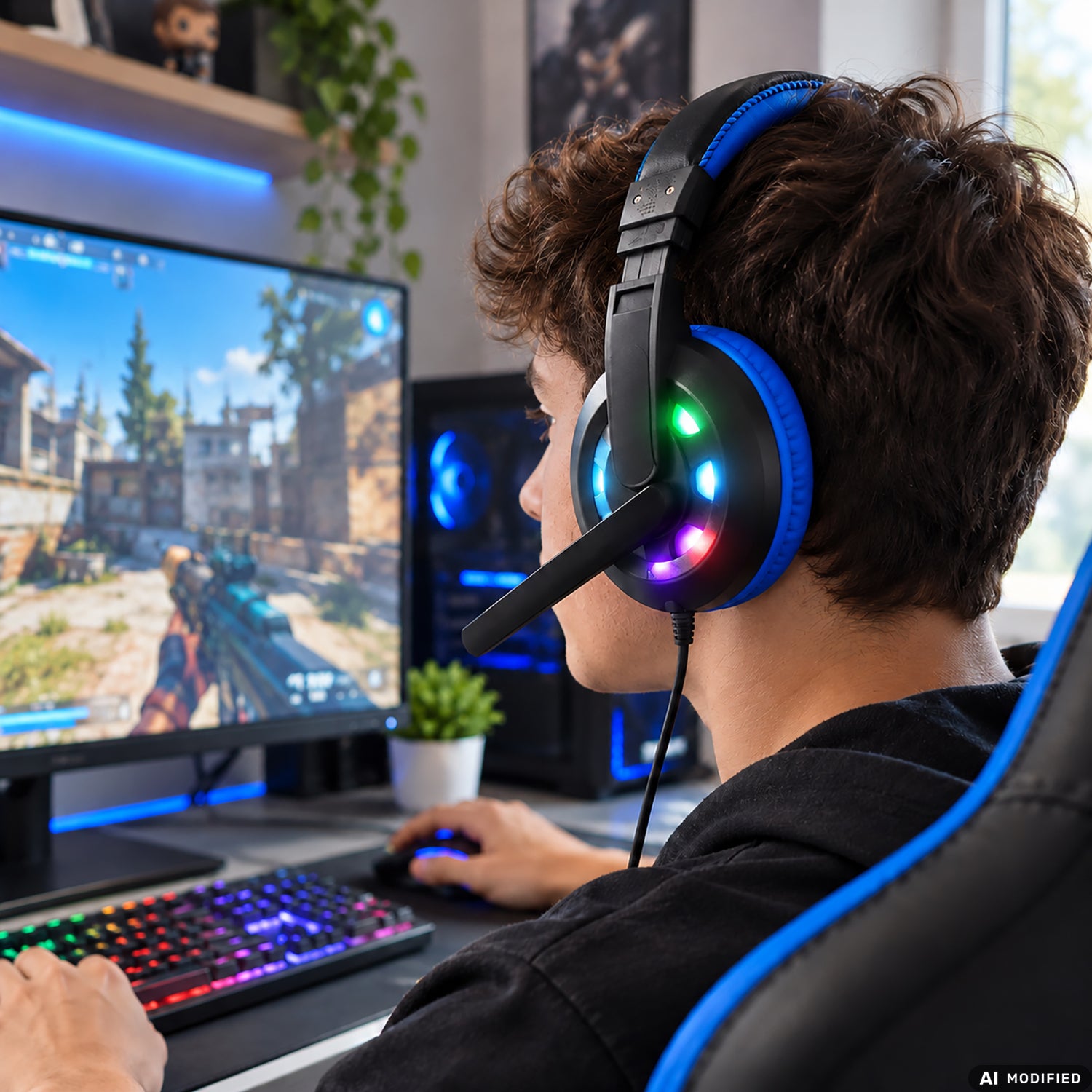 DICTROLUX - Cuffia Gaming DLXGH10 con Microfono e LED RGB