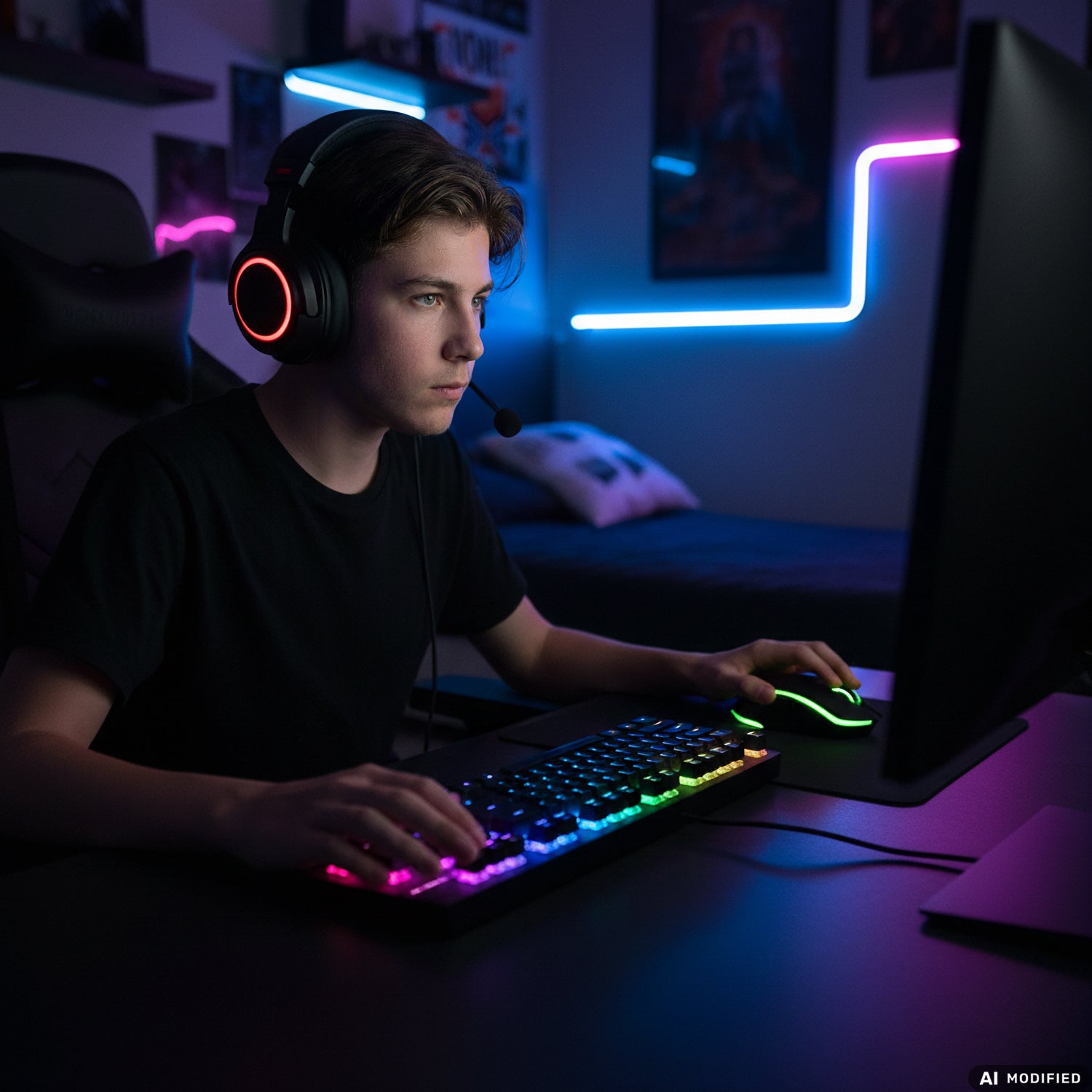 DICTROLUX - Gaming Combo 4 in 1 DLXKM6 con Tastiera RGB, Mouse, Cuffie con Microfono e Tappetino