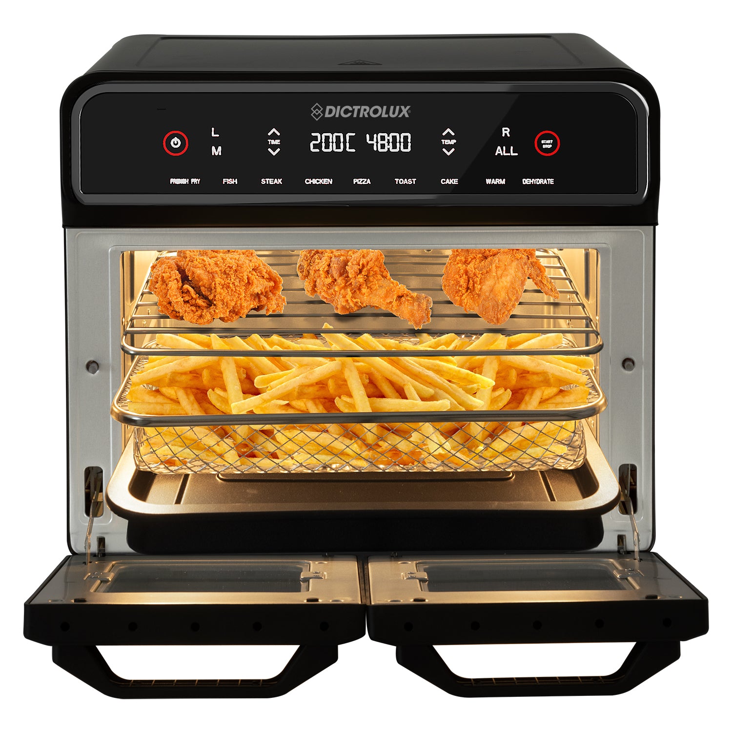 DICTROLUX - Friggitrice ad aria Multifunzione 2-Zone 23 litri 2400 Watt