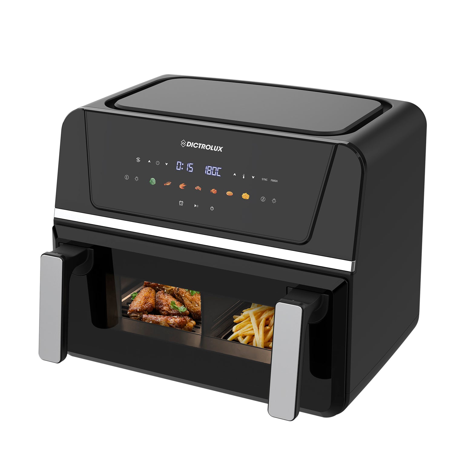 DICTROLUX - Friggitrice ad aria Doppio Scomparto Digital Max 10 Litri 1700 Watt