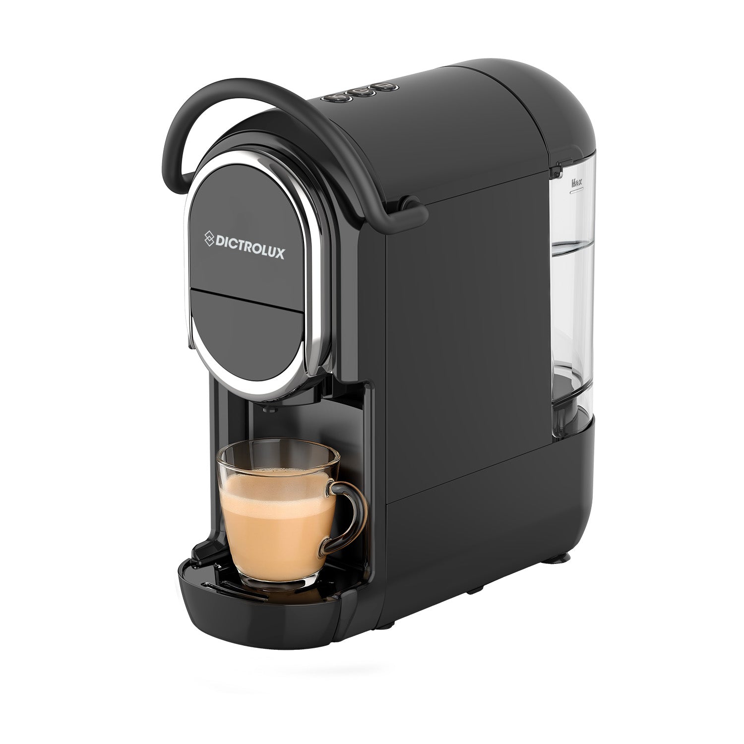 DICTROLUX - Macchina da caffè 3 in 1 Jeanette Black 1450 Watt - Compatibile con capsule Nespresso®, Dolce Gusto® e cialde ESE