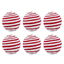 VESTIAMO CASA GRAN NATALE - Palle di Natale Rosse e Bianche diametro 8 cm - set 6 pezzi