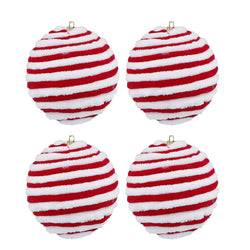 VESTIAMO CASA GRAN NATALE - Palle di Natale Rosse e Bianche diametro 10 cm - set 4 pezzi