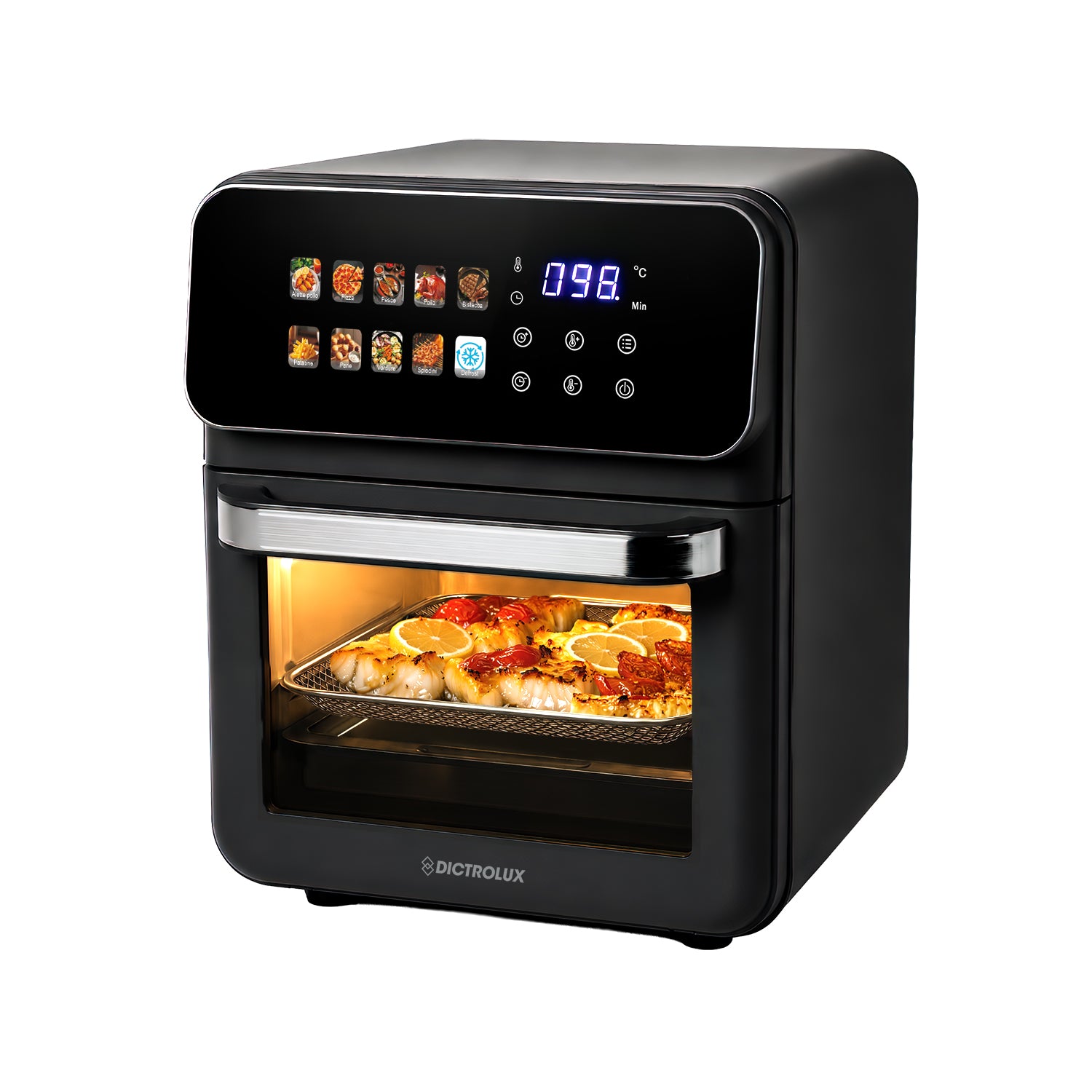 DICTROLUX - Forno Friggitrice ad Aria Multifunzione Oven Crock con Display Touch 10 Litri 1350 Watt
