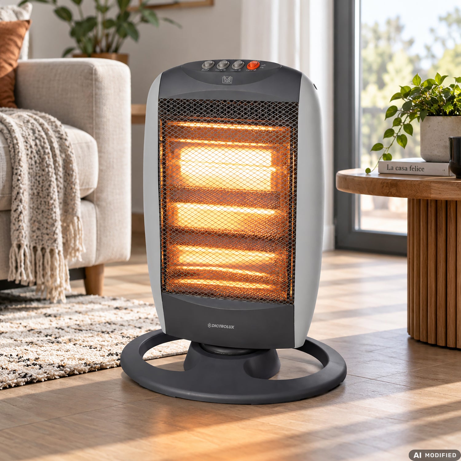 DICTROLUX - Stufa Alogena Oscillante con 3 Livelli di Potenza 1200 Watt