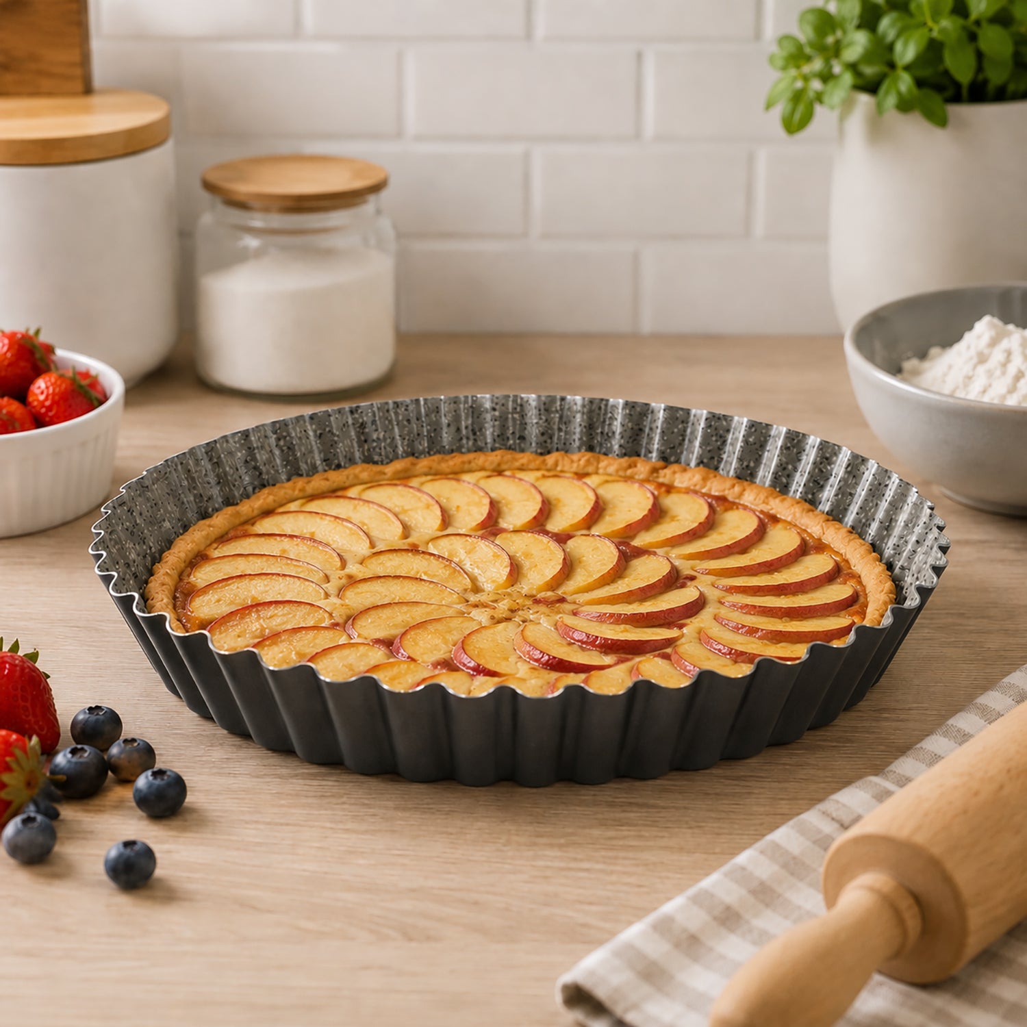 GUSTO CASA - Stampo Crostata Furba in alluminio Linea Happy Rock - h4 cm diametro 28 cm