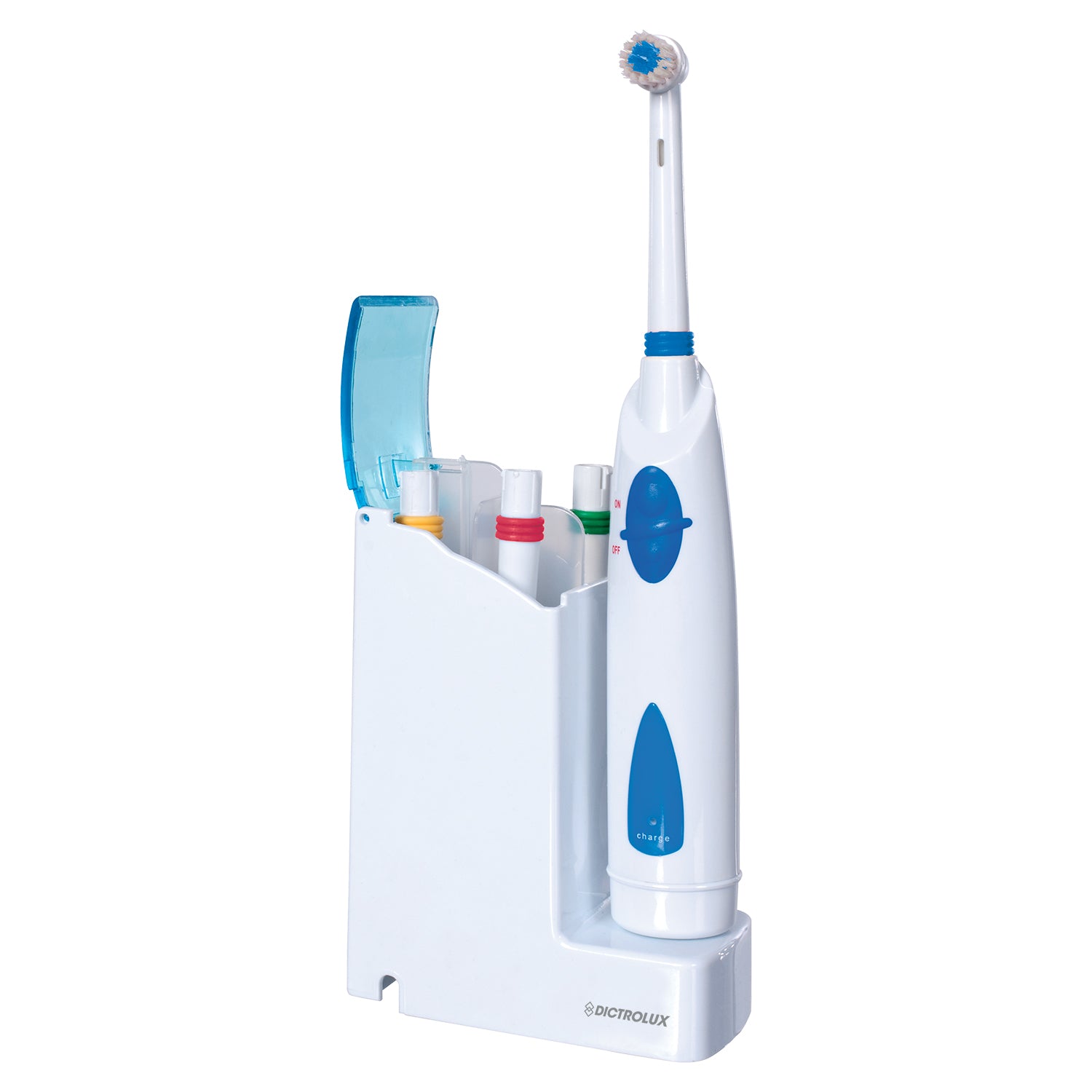 DICTROLUX - Spazzolino Elettrico Oscillante Ricaricabile Pulse Brush con Base e 4 Testine
