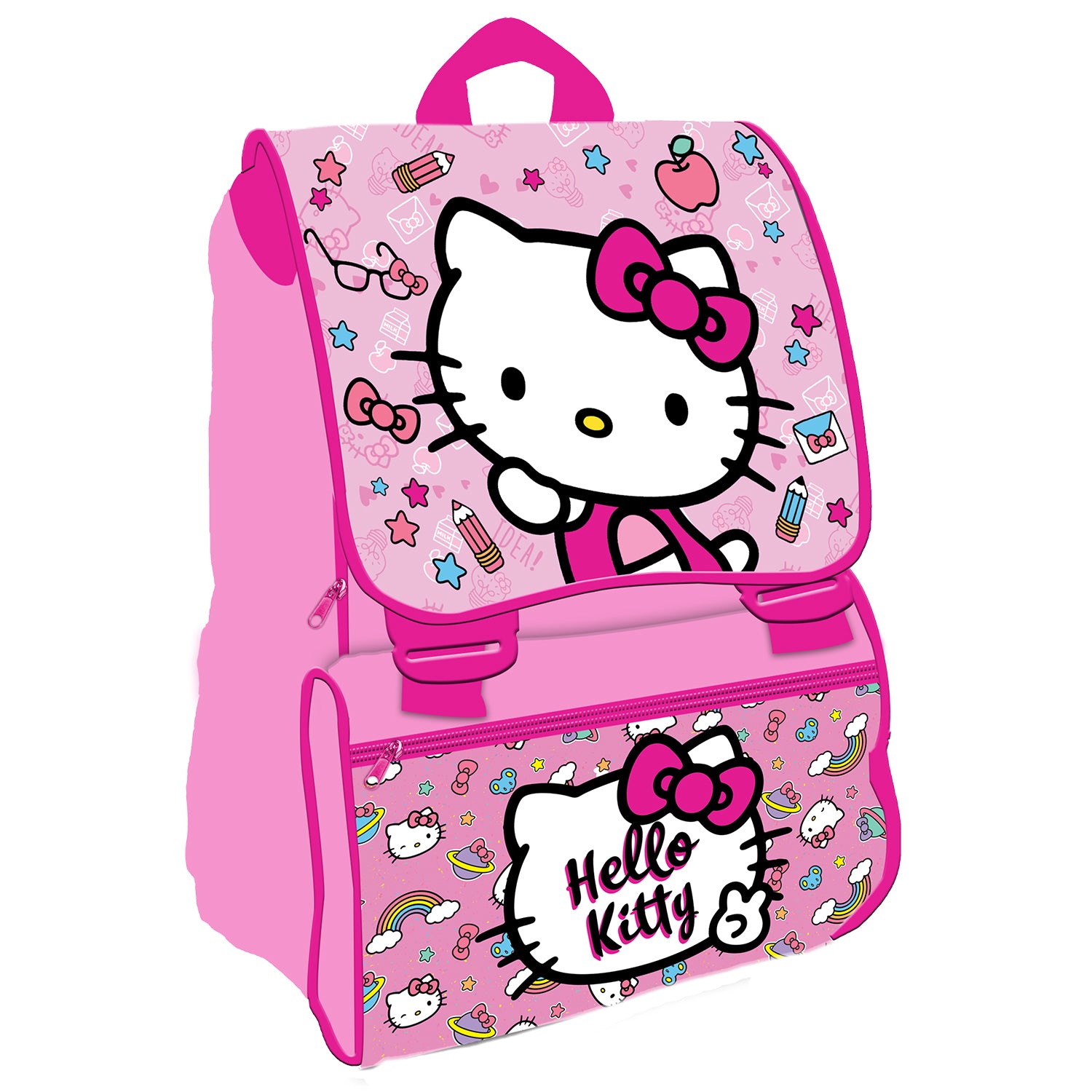 Zaino Vadobag Hello Kitty Cheerful, Multicolore, Taglia Unica, Stile Casual, Per Scuola, Tempo Libero, Fan Sanrio