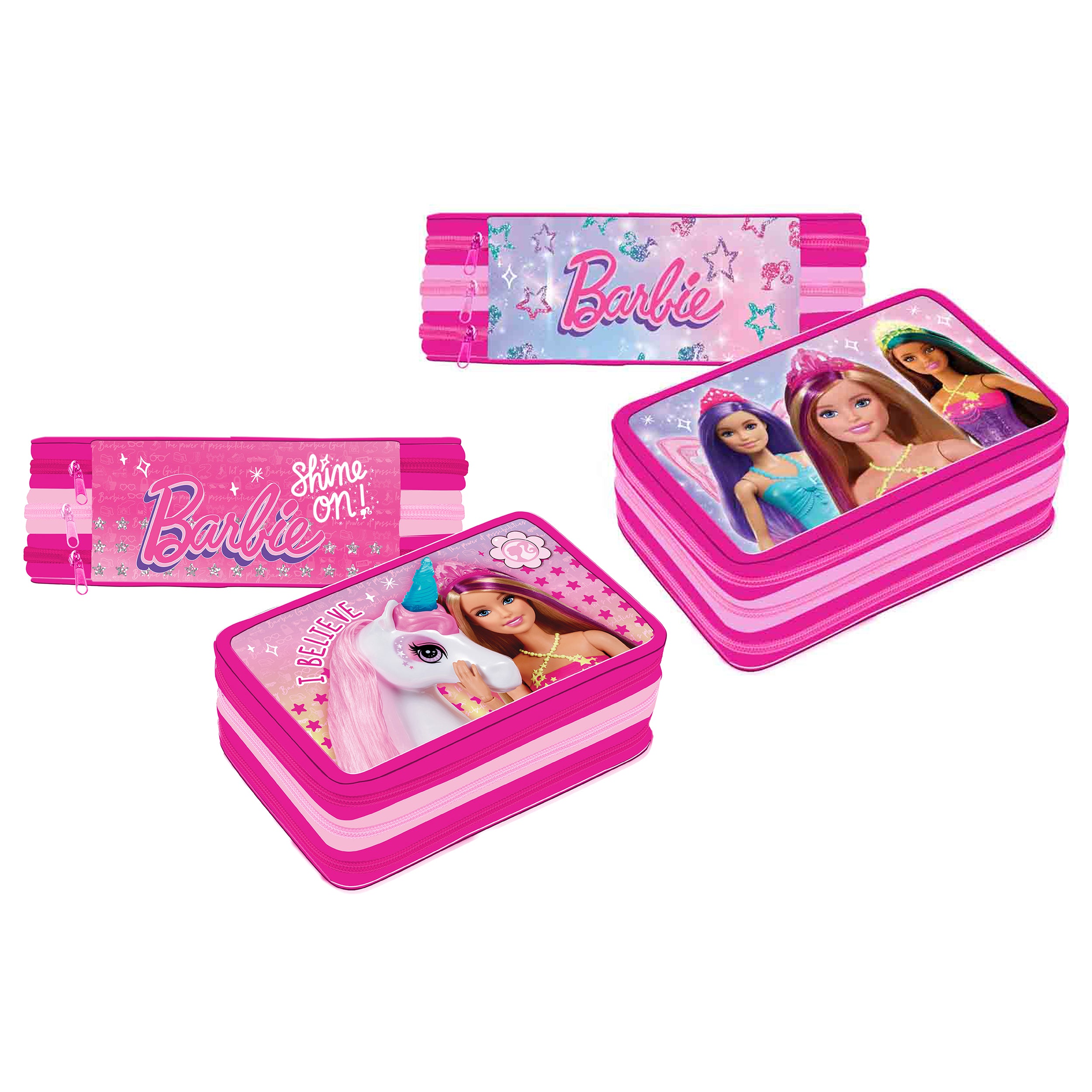 HAPPYSCHOOL - Astuccio 3 Zip Barbie