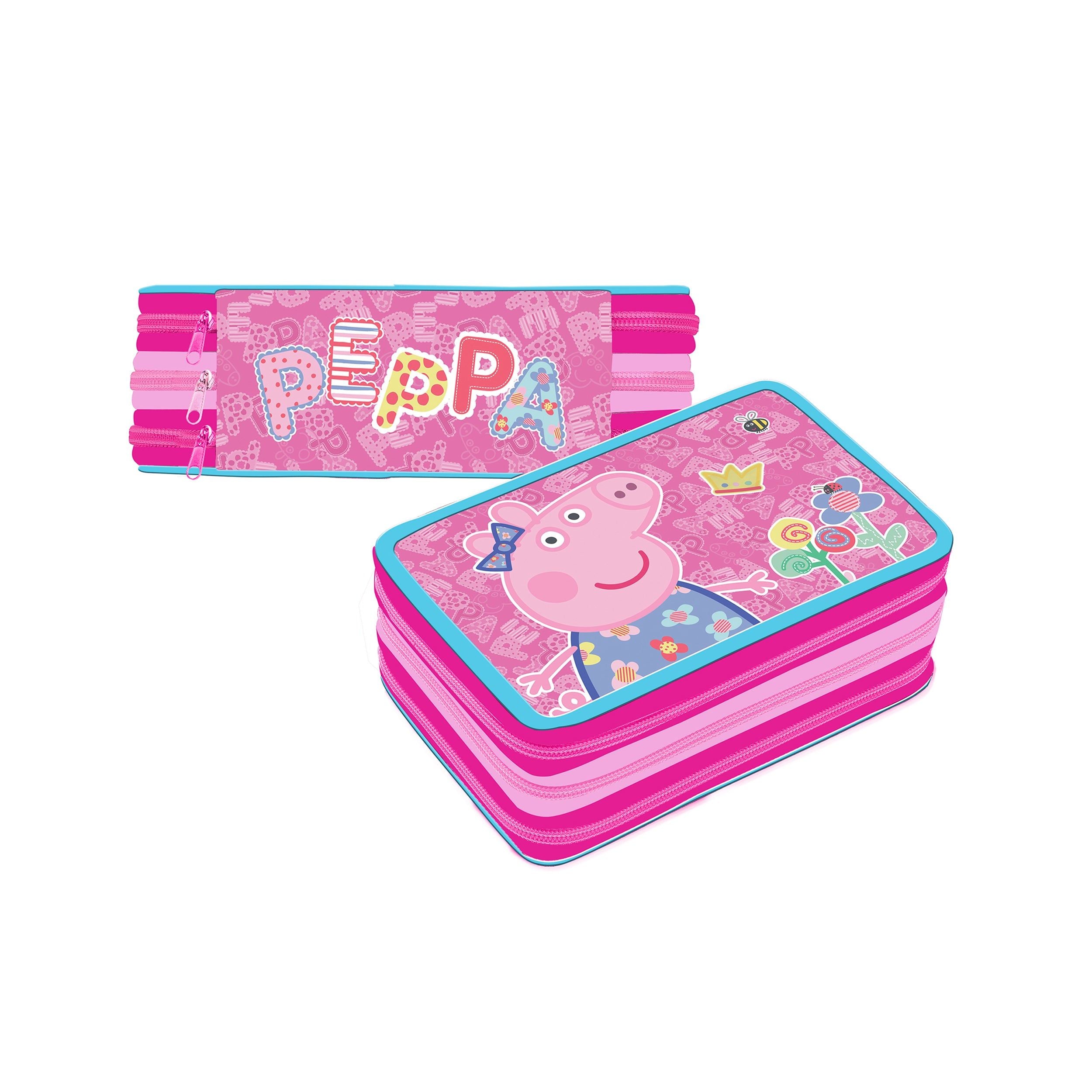 astuccio 3 zip Peppa Pig scuola pennarelli Giotto bambini