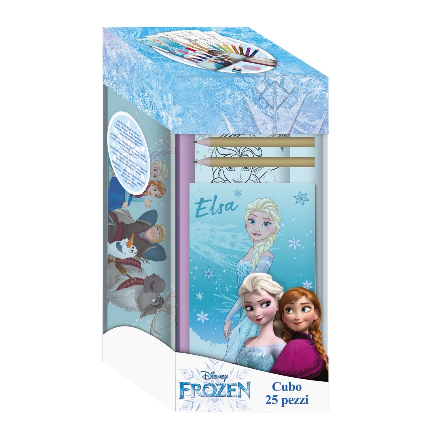 MC GROUP - Cubo Creativo Frozen 25 Pezzi - Set Disegno Bambini con Accessori