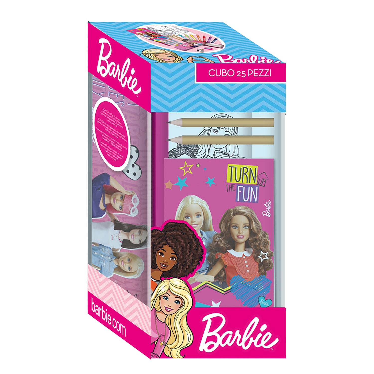MC GROUP - Cubo Creativo Barbie 25 Pezzi - Set Disegno Bambini con Accessori