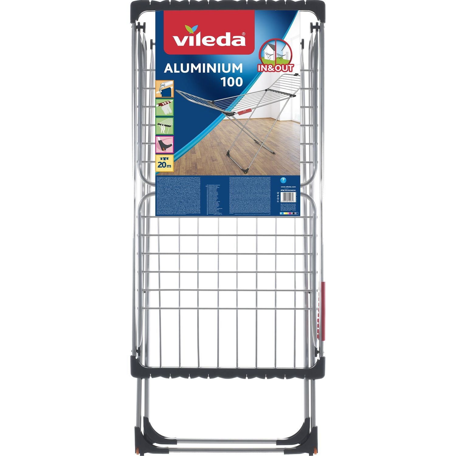 VILEDA - Stendibiancheria a cavalletto in alluminio Aluminium 100 - 20 metri di stenditura