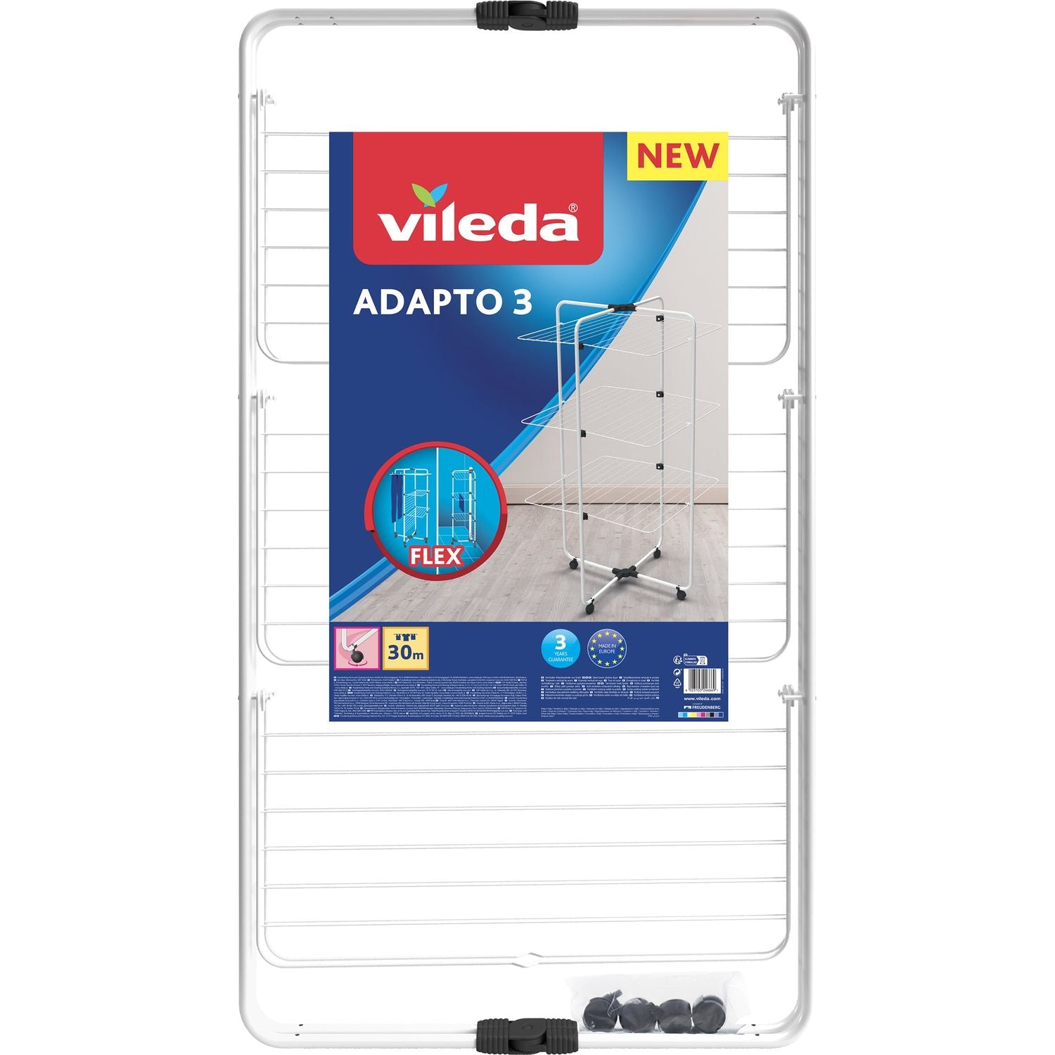 VILEDA - Stendibiancheria verticale 3 livelli Adapto 3 - 30 metri di stenditura