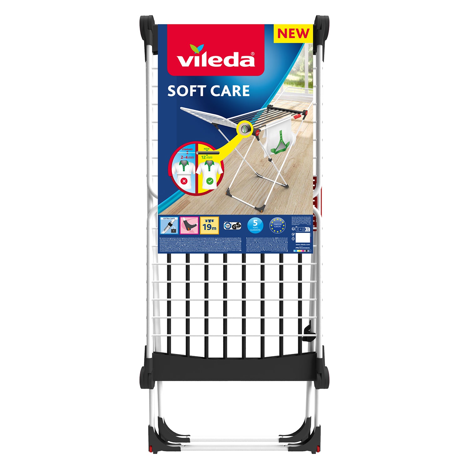 VILEDA - Stendibiancheria a cavalletto Soft Care - 19 metri di stenditura