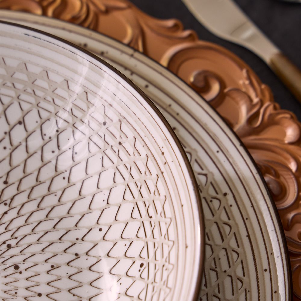 TOGNANA - Servizio di piatti Shanty in porcellana Marrone Linea Madison - set 18 pezzi