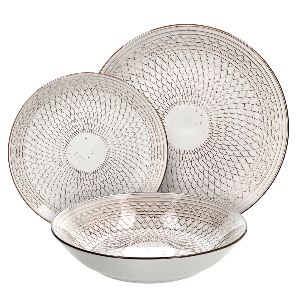 TOGNANA - Servizio di piatti Shanty in porcellana Marrone Linea Madison - set 18 pezzi