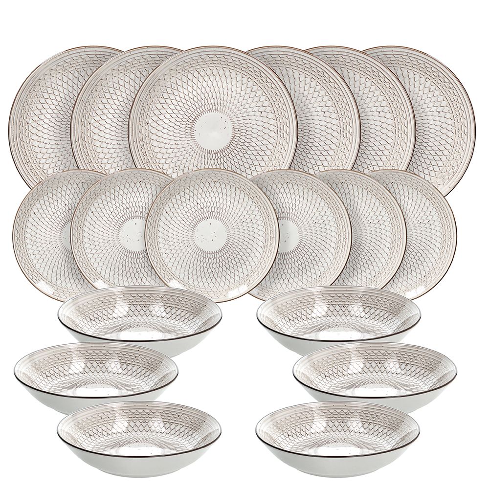 TOGNANA - Servizio di piatti Shanty in porcellana Marrone Linea Madison - set 18 pezzi