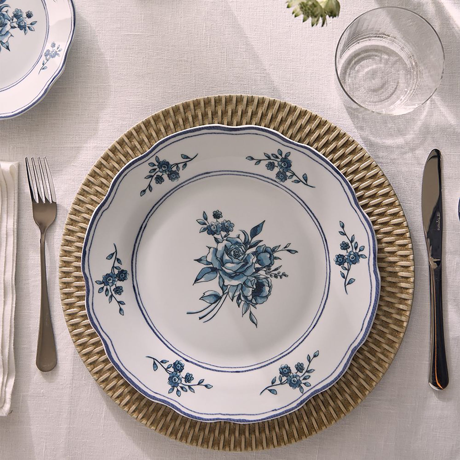TOGNANA - Servizio di piatti Heritage Florals Blu in Porcellana Linea Cappettata  - set 18 pezzi