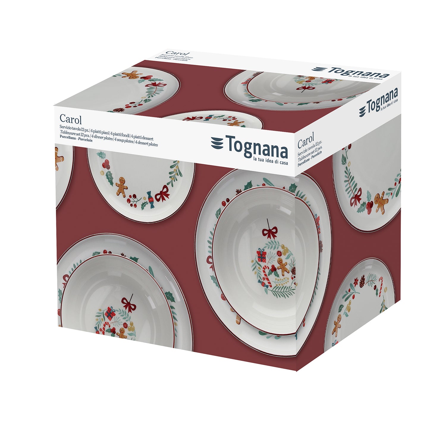 TOGNANA - Servizio di piatti Carol in porcellana Linea Edge  - set 12 pezzi