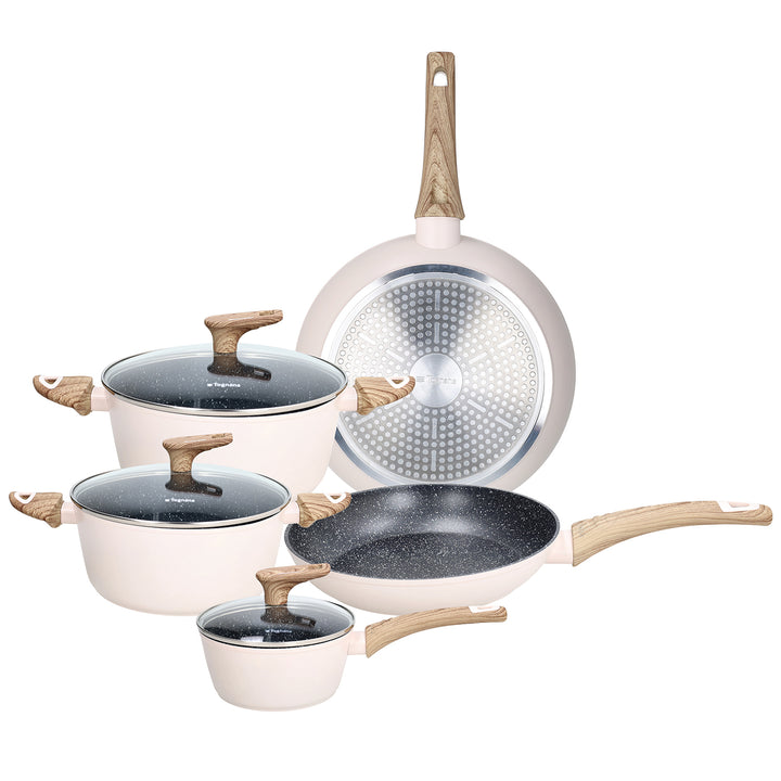 TOGNANA - Batteria Pentole 8 pezzi in alluminio Beige Linea Vanilla