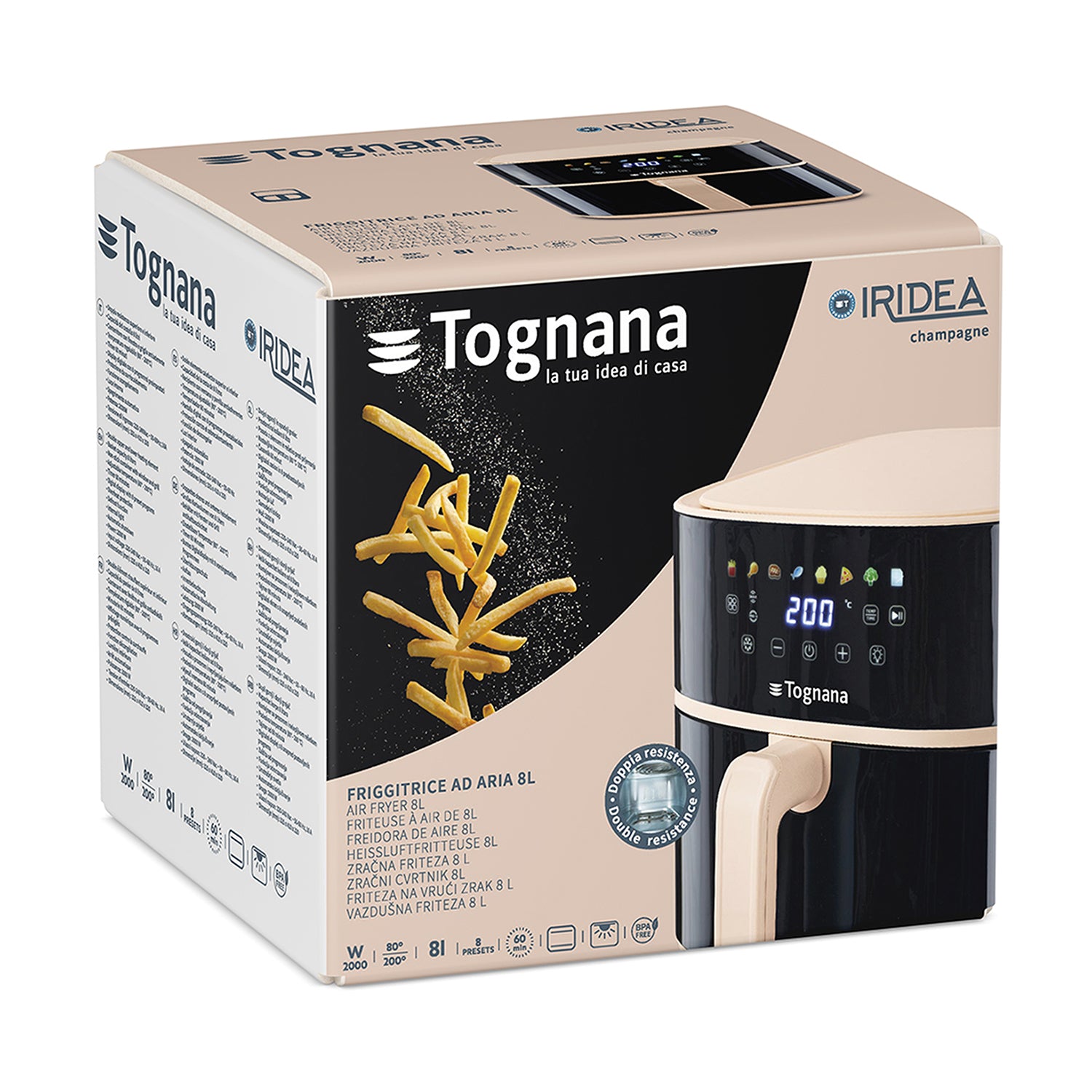 TOGNANA - Friggitrice ad aria 8 Litri Linea Iridea 2000 Watt
