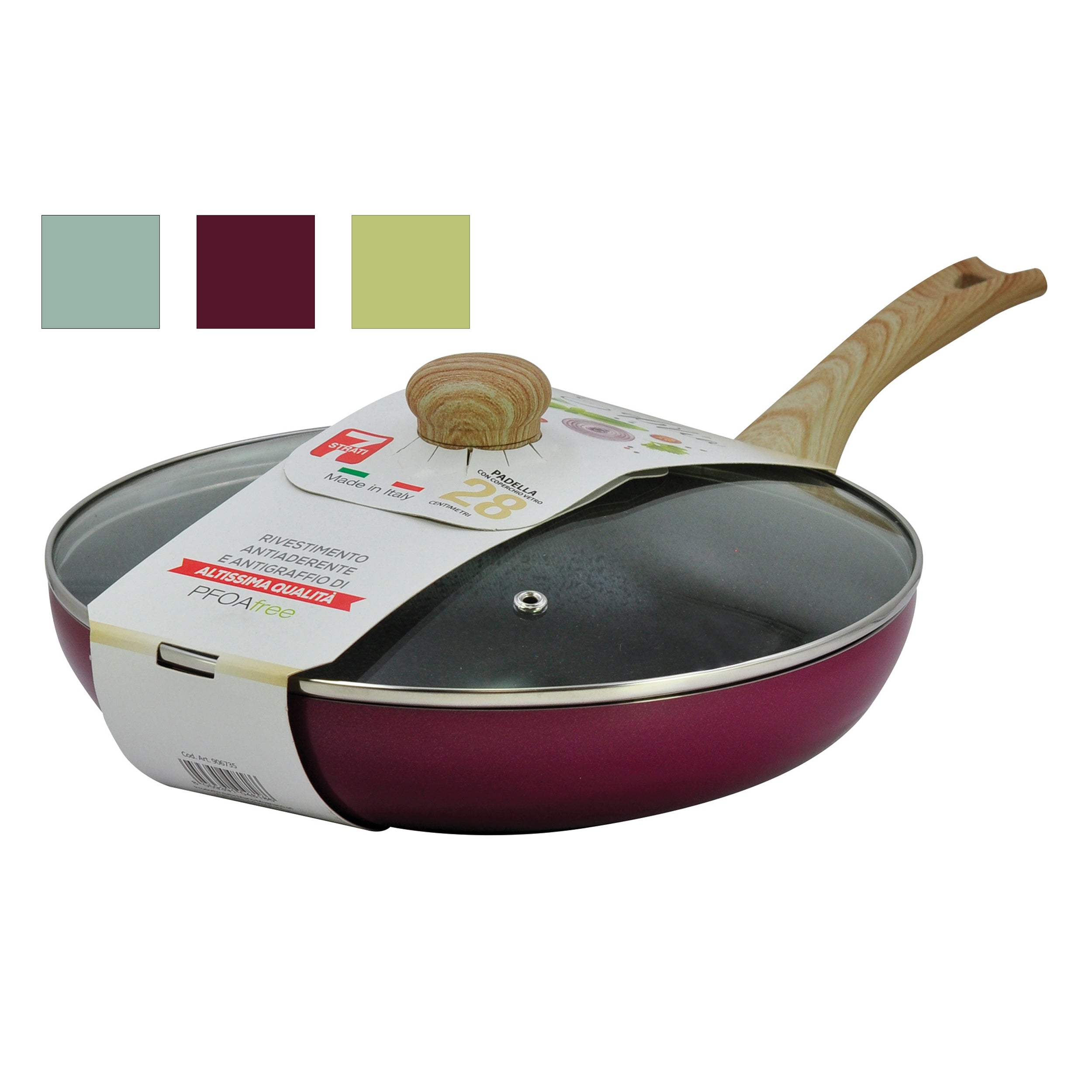 MAMÙ - Padella Antiaderente con coperchio in vetro Linea Sobria diametro 28 cm
