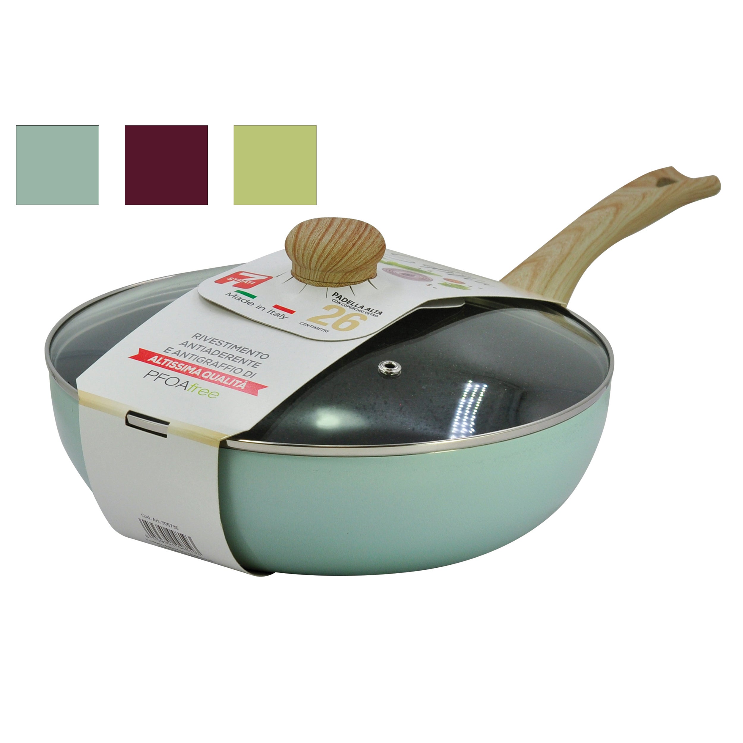 MAMÙ - Padella Alta Antiaderente con coperchio in vetro Linea Sobria diametro 26 cm