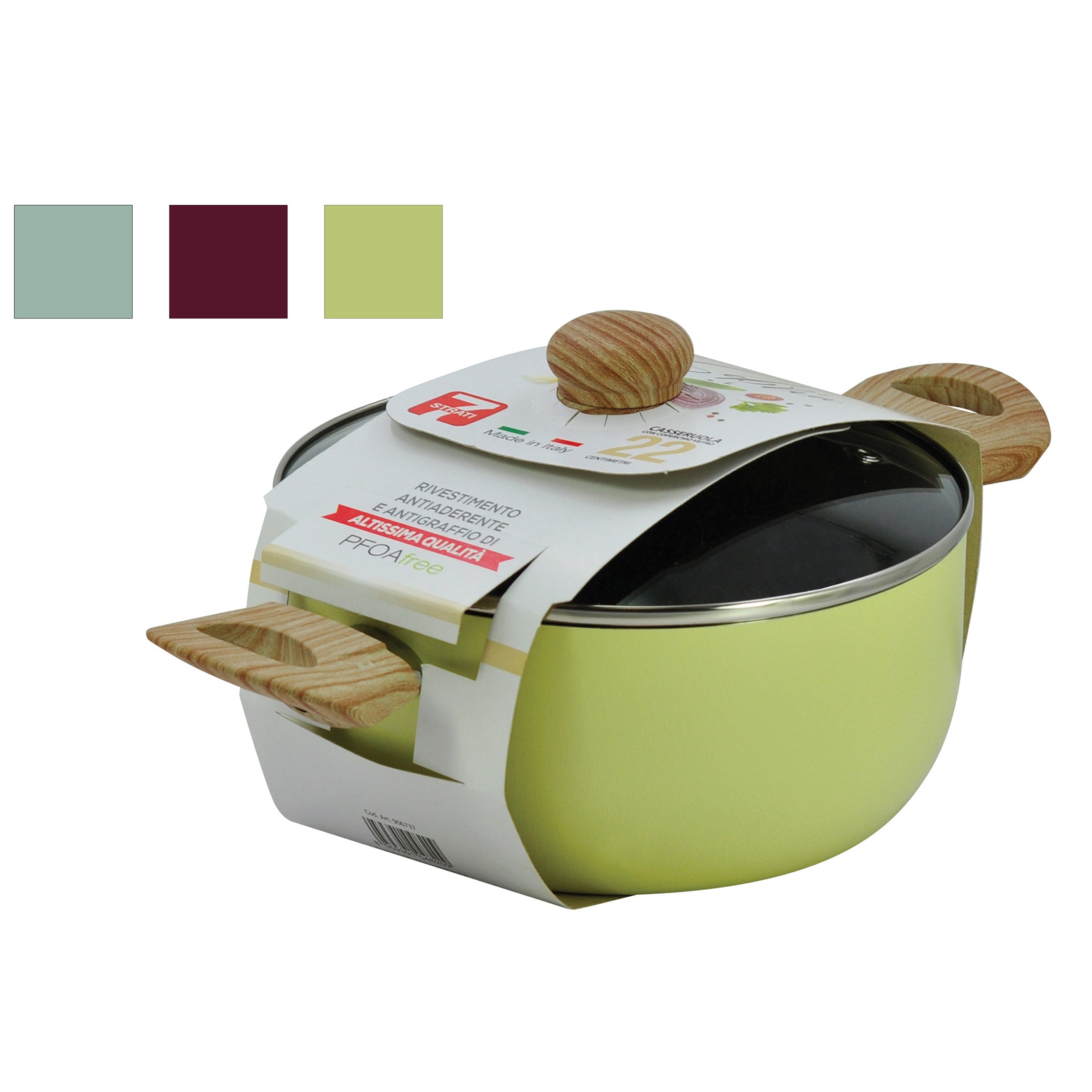 MAMÙ - Casseruola Antiaderente con coperchio in vetro Linea Sobria diametro 22 cm