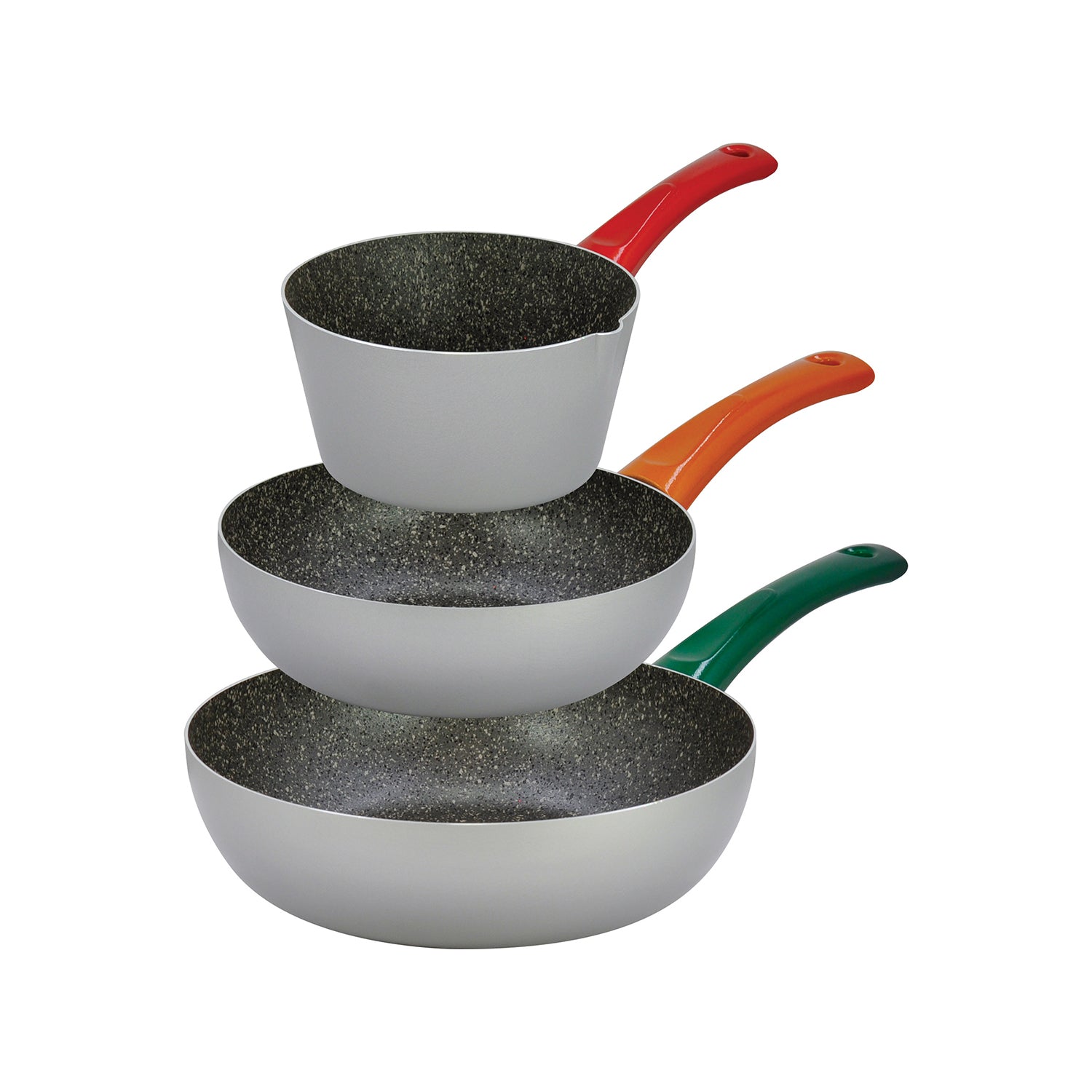 MAMÙ - Set 3 pezzi Linea Tricolor - Saltapasta diametro 20/24 cm / Casseruola diametro 16 cm