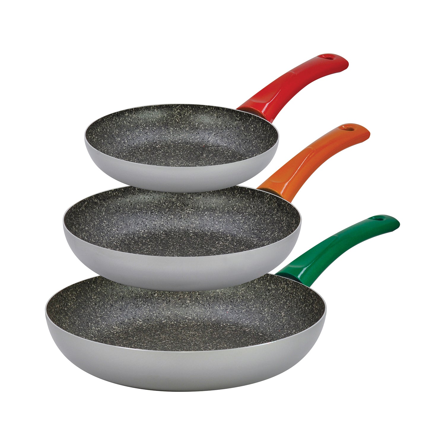 MAMÙ - Padelle set 3 pezzi Linea Tricolor diametro 18/22/26 cm