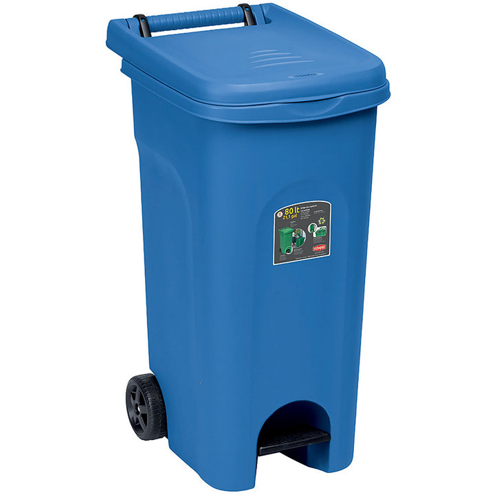 STEFANPLAST - Pattumiera a pedale Linea Urban Eco System Blu Capri 80 Litri - h79,5x51x40 cm