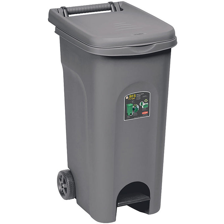 STEFANPLAST - Pattumiera a pedale Linea Urban Eco System Grigio Polvere 80 Litri - h79,5x51x40 cm