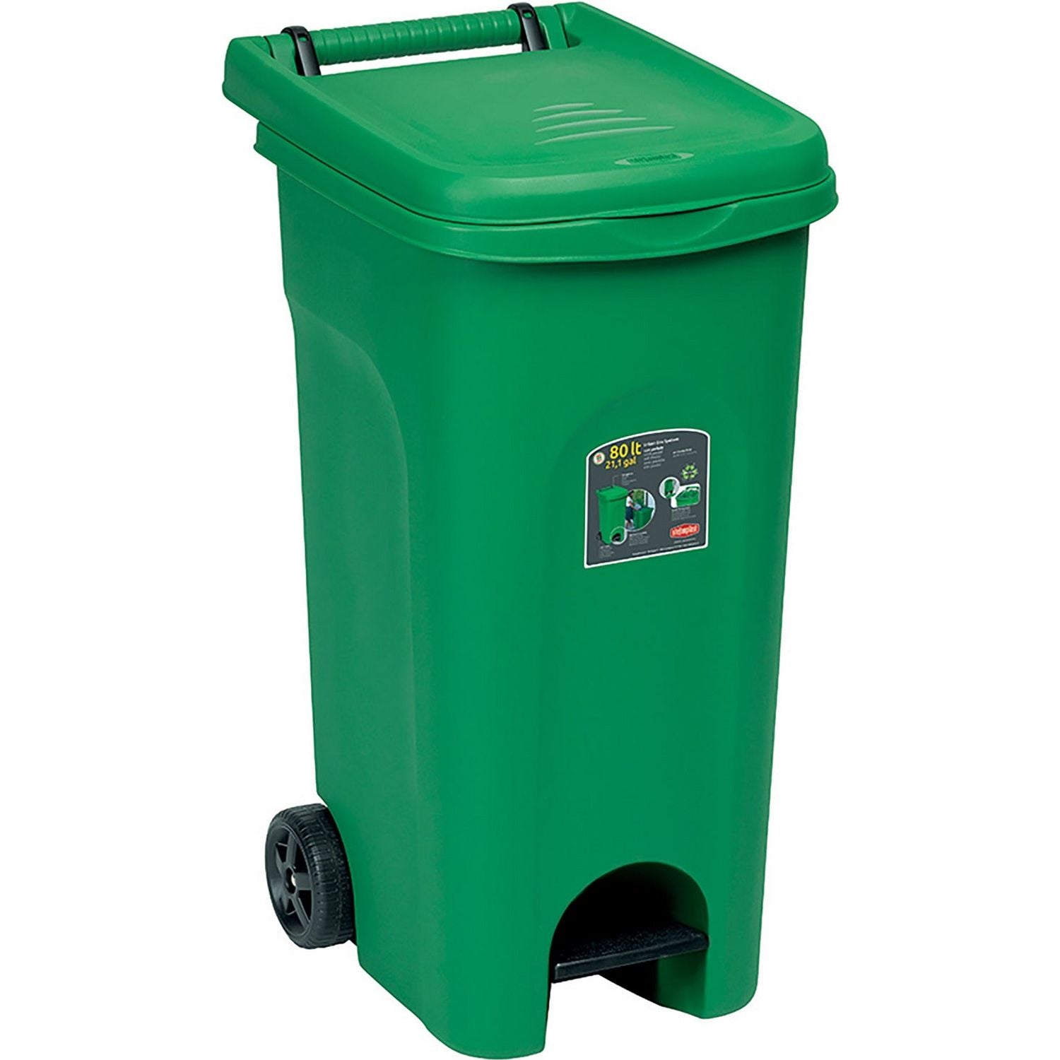 STEFANPLAST - Pattumiera a pedale Linea Urban Eco System Verde 80 Litri - h79,5x51x40 cm