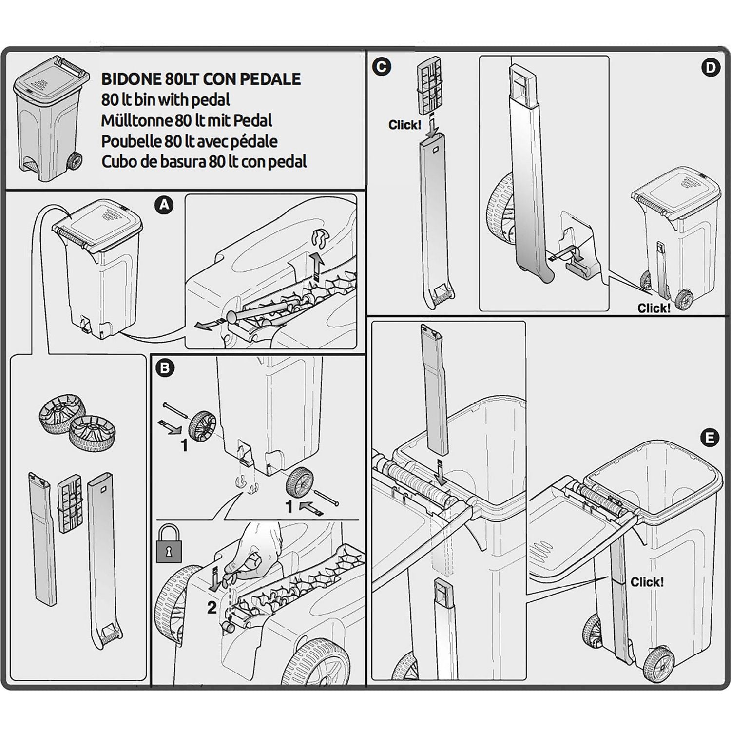 STEFANPLAST - Pattumiera a pedale Linea Urban Eco System Verde 80 Litri - h79,5x51x40 cm