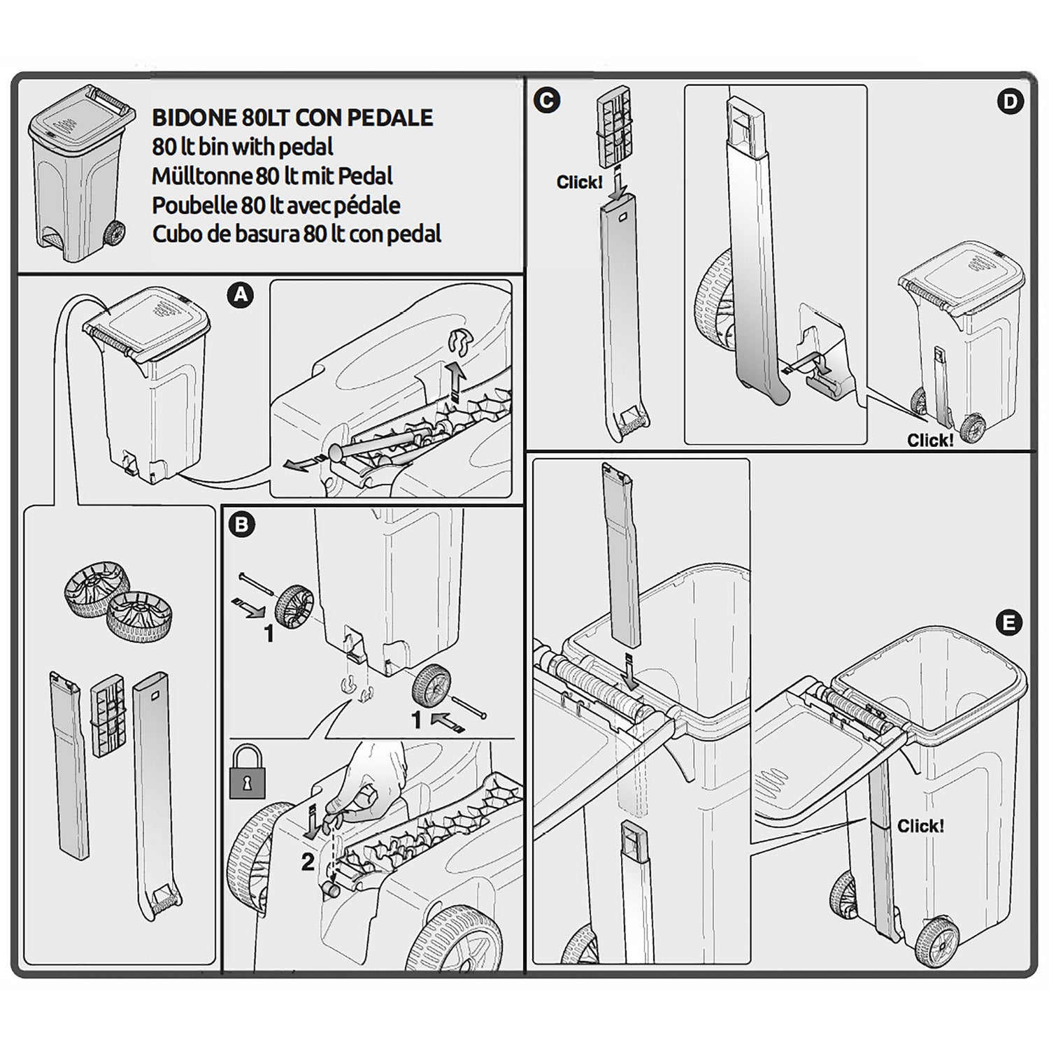 STEFANPLAST - Pattumiera a pedale Linea Urban Eco System Blu Capri 80 Litri - h79,5x51x40 cm