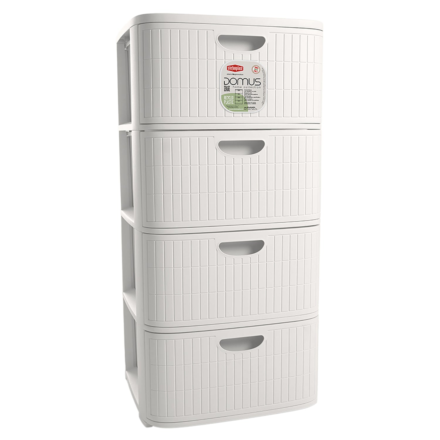 STEFANPLAST - Cassettiera 4 cassetti Bianca Linea Domus - h80x40x40 cm
