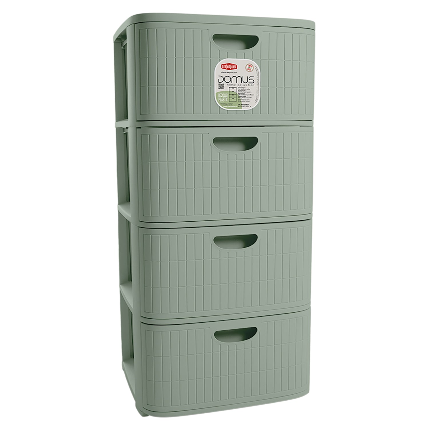STEFANPLAST - Cassettiera 4 cassetti Verde Linea Domus - h80x40x40 cm