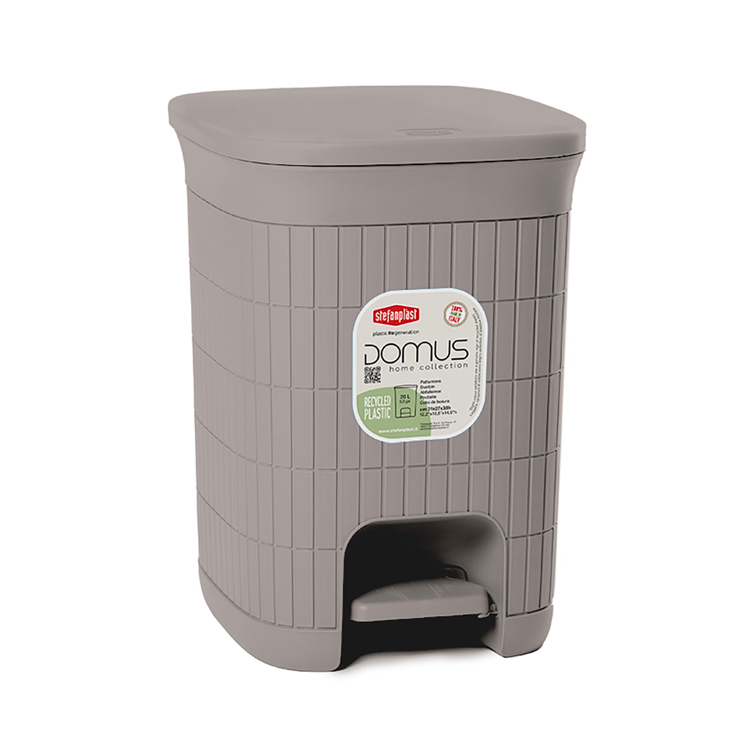 STEFANPLAST - Pattumiera con pedale Linea Domus Tortora 20 litri - h38x31x27 cm