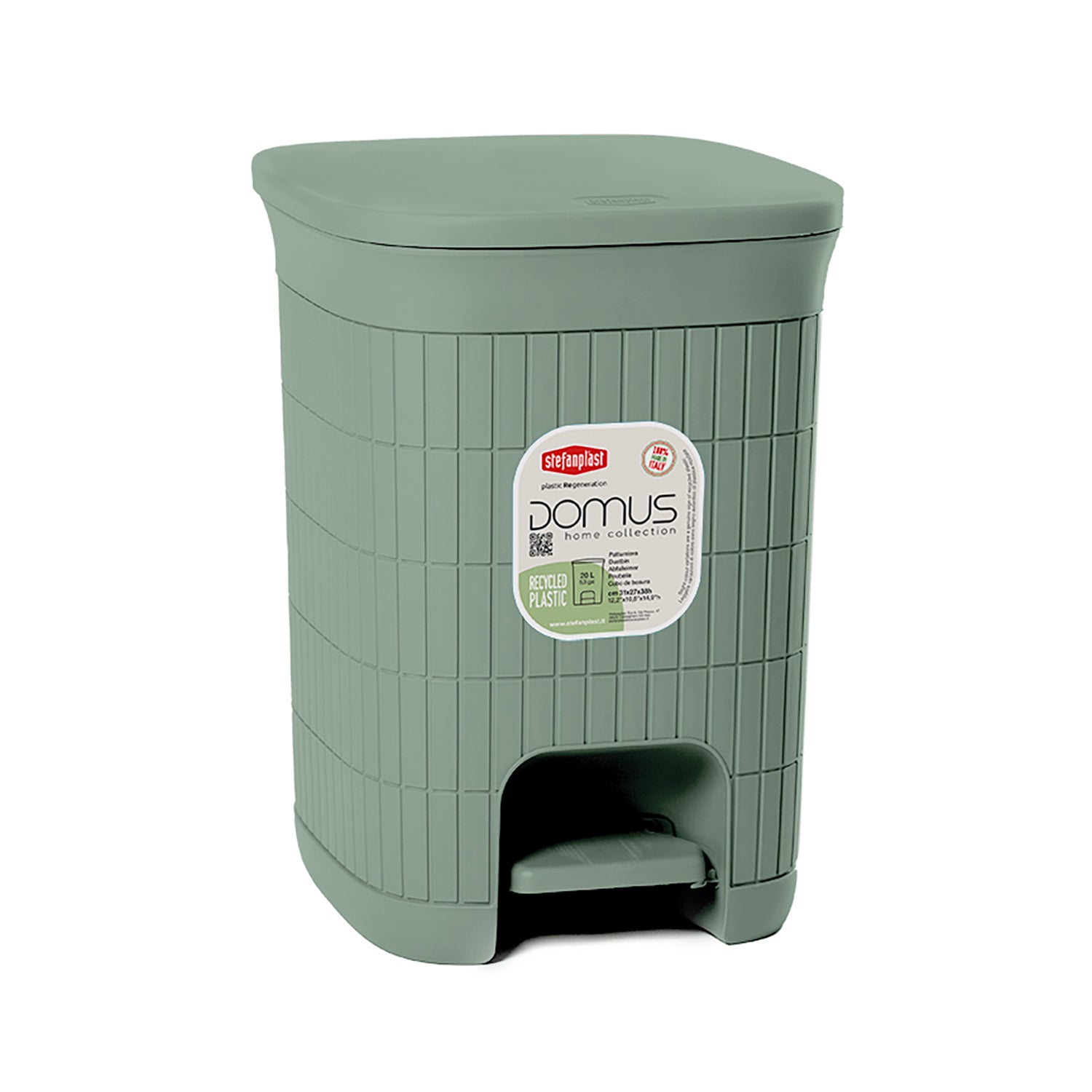 STEFANPLAST - Pattumiera con pedale Linea Domus Verde 20 litri - h38x31x27 cm